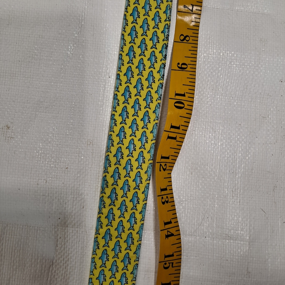 Vineyard Vines Blue Bone Fish Fabric Double DRing Belt - Picture 4 of 13